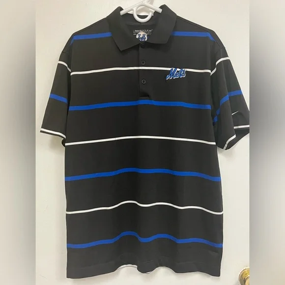 Nike Shirts Ny Mets Nike Golf Drifit Striped Mens Polo Shirt